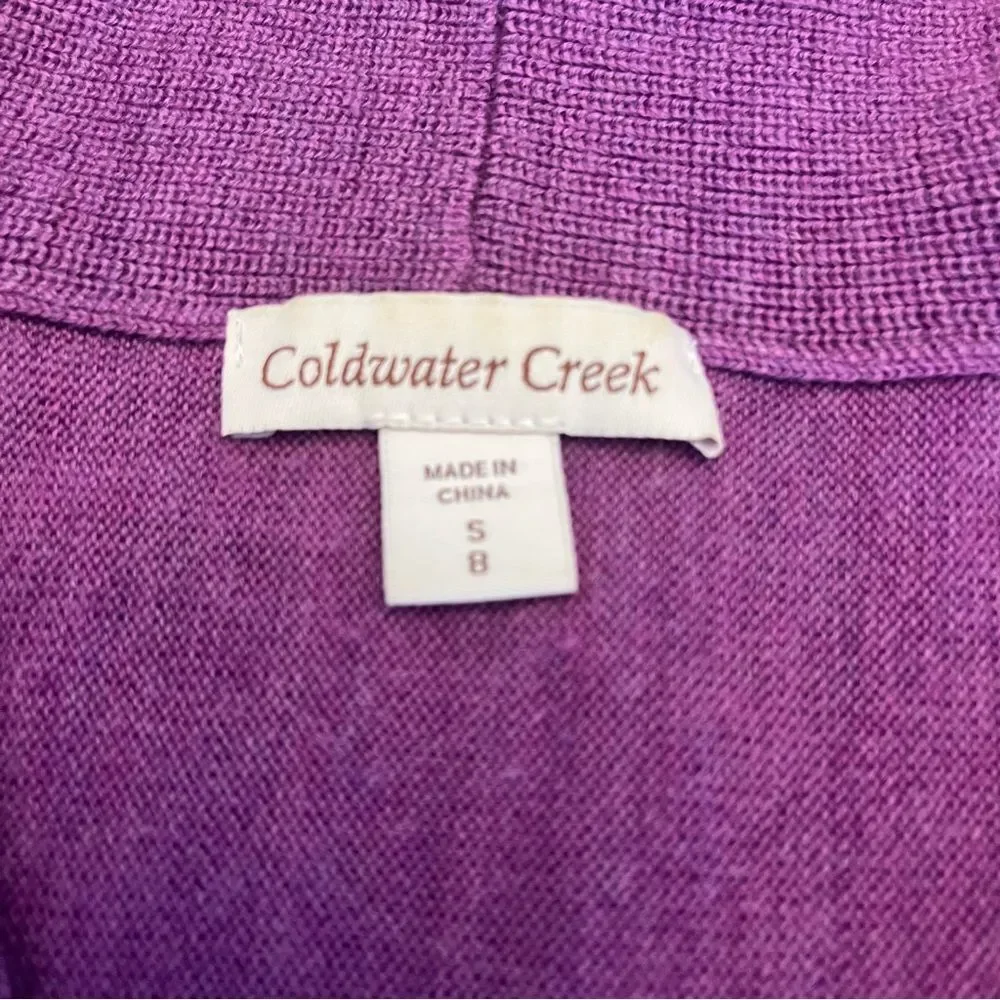 Coldwater Creek Sweater Womens Small / 8 Merino Wool Short Sleeve Shawl Collar